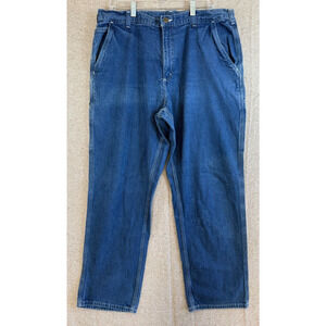 VTG Carhartt Jeans Mens 38 Blue Denim Pants Carpenter Workwear Dungaree (C‎